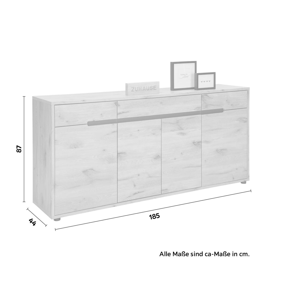 Sideboard Bellano in Viking Oak Nature - MODERN, Holzwerkstoff (185/87/44cm) - Mömax
