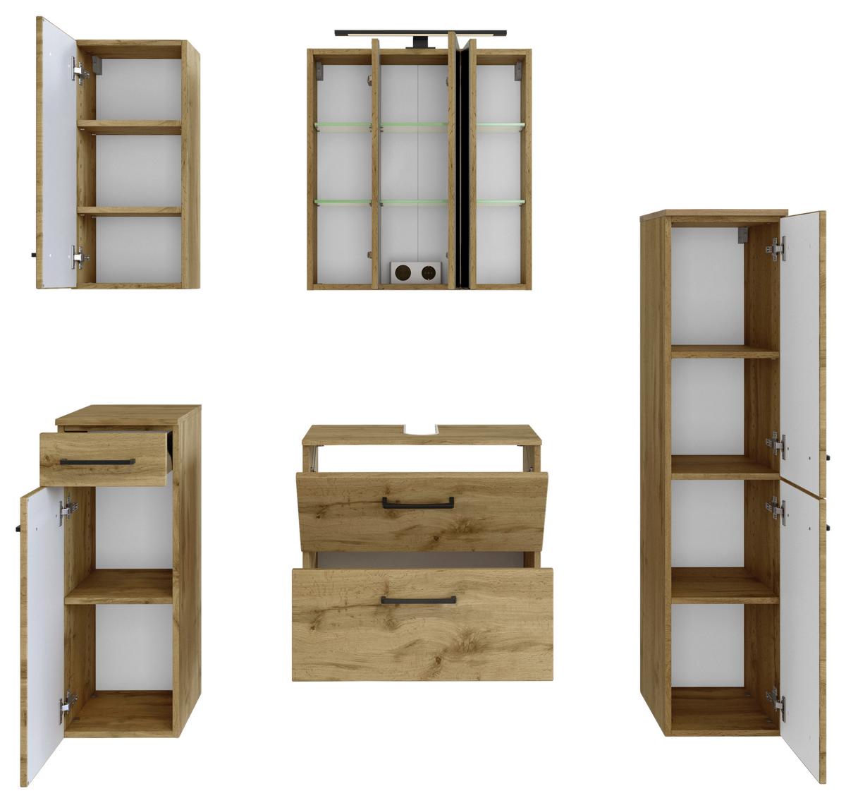 Badmöbel-Set Manchester B: 120 cm Eiche Wotan Dekor - Eichefarben, MODERN, Holzwerkstoff (120cm) - Held