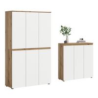 Garderobenschrank Scarpa Weiß/Eiche - Eichefarben/Schwarz, Design, Holzwerkstoff/Kunststoff (235/175/37cm) - Livetastic