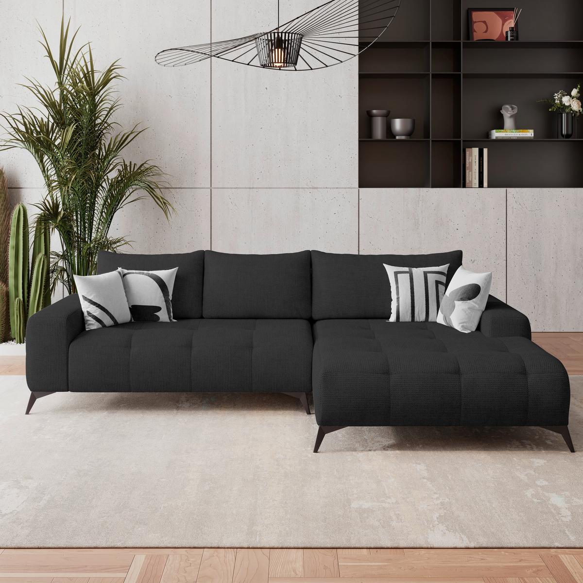 Kutna Garnitura Mauro - crna, Trend, tekstil/metal (290/175cm) - Luca Bessoni