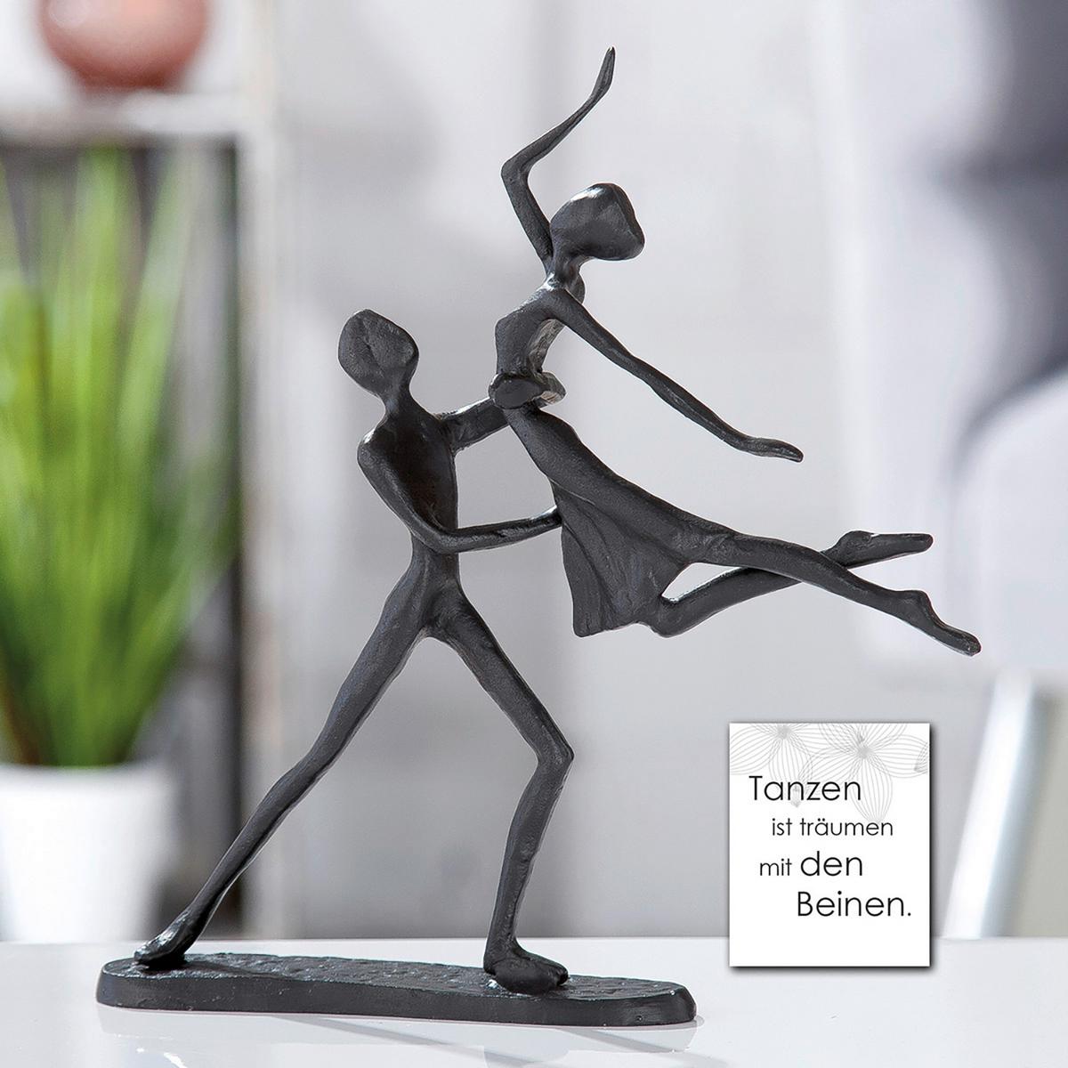 Skulptur Tanzpaar Graubraun - Graubraun, LIFESTYLE, Metall (20/17,5/8cm)