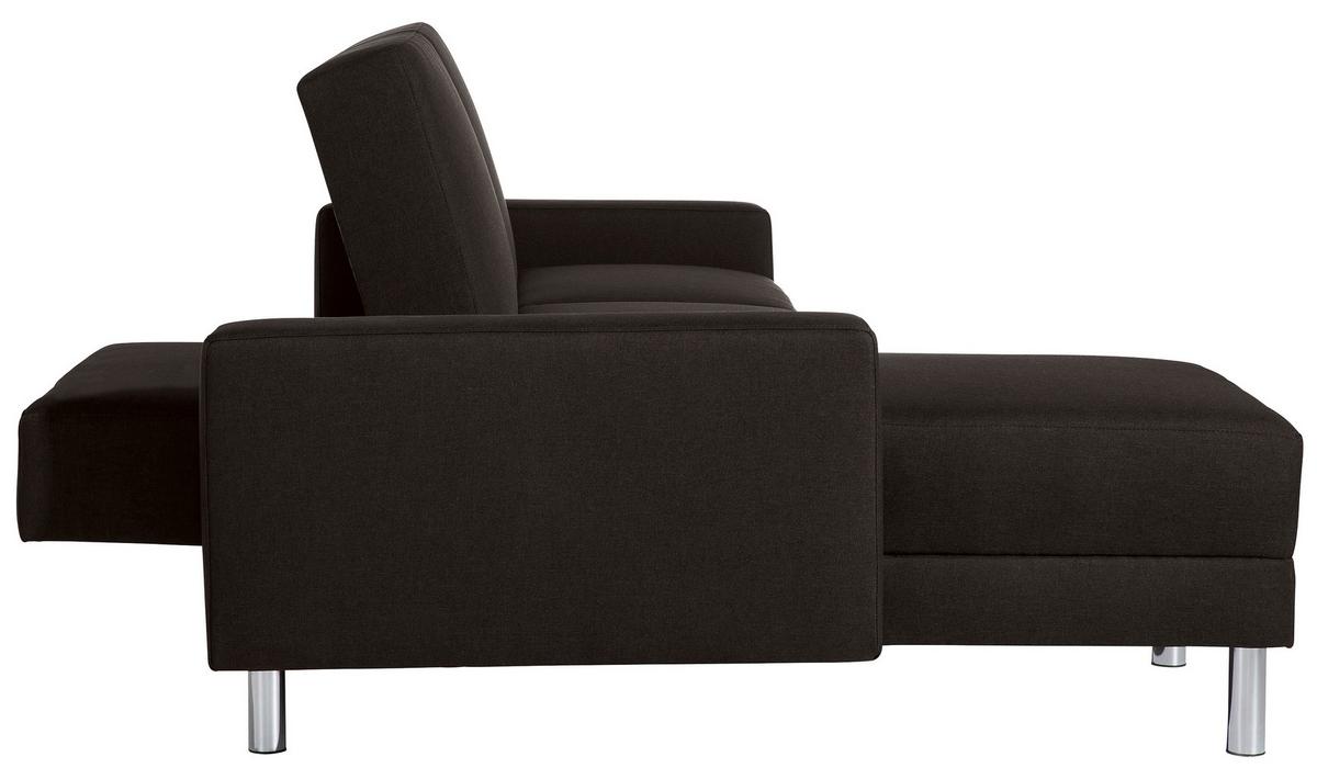 ECKSCHLAFSOFA JUST FASHION - Chromfarben/Dunkelbraun, KONVENTIONELL, Textil/Metall (152/230cm) - Max Winzer
