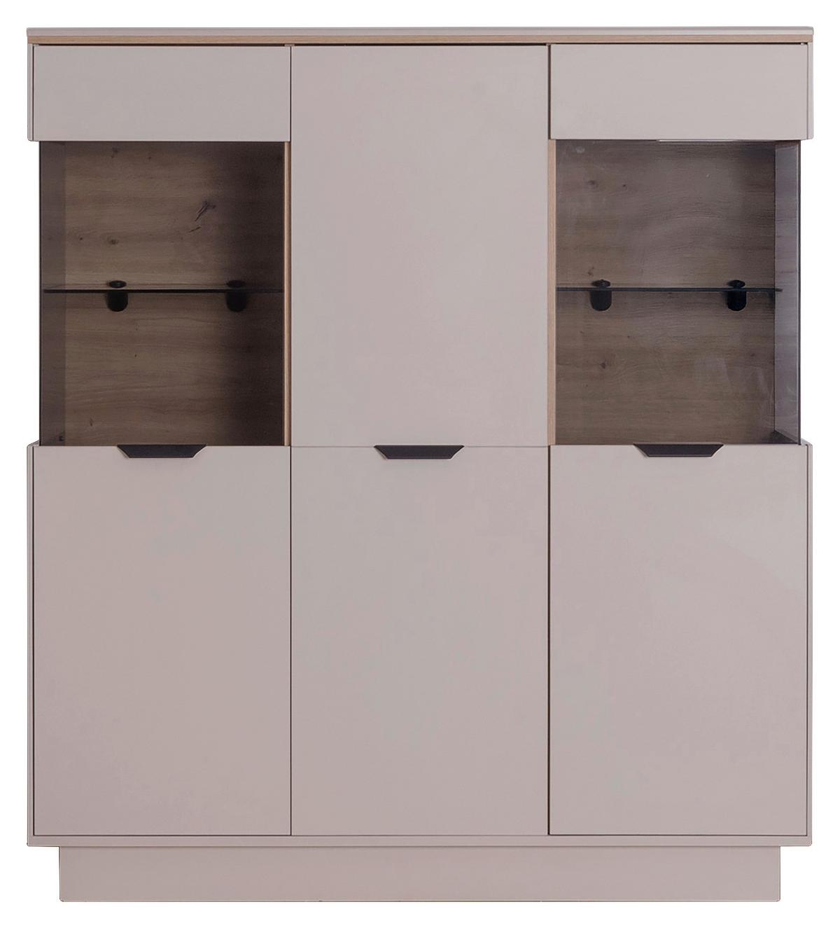 Vitrina Darius - kašmir/hrast Artisan, Trend, staklo/drvni materijal (132/148,3/37cm) - Modern Living