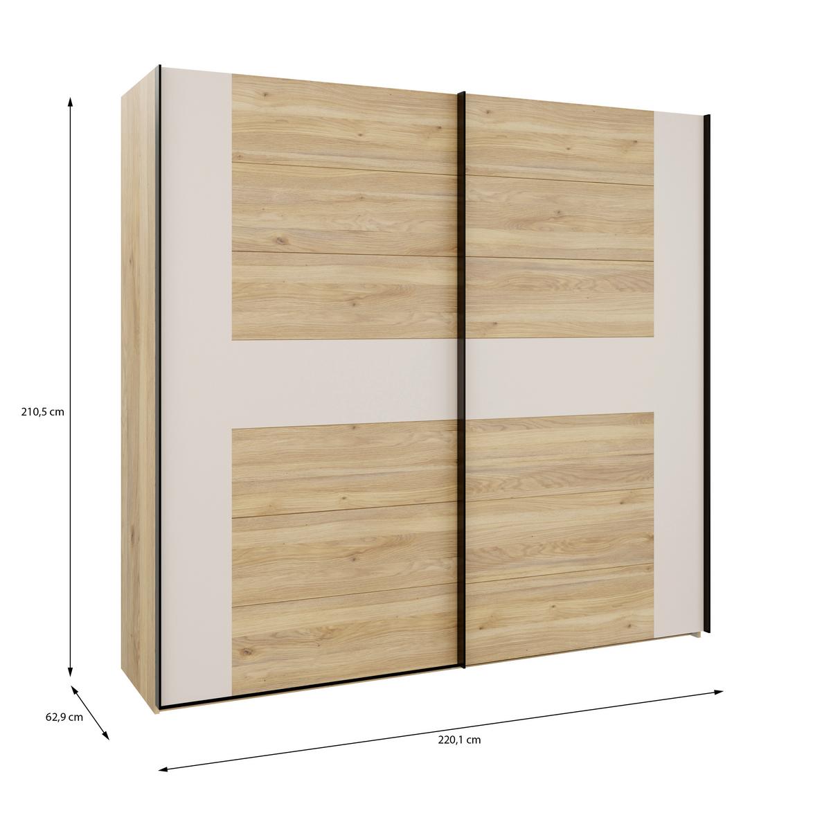 Ormar S Kliznim Vratima Bellevue - boje hrasta/boje pijeska, Konvencionalno, drvni materijal/metal (220,1/210,5/62,9cm) - Modern Living