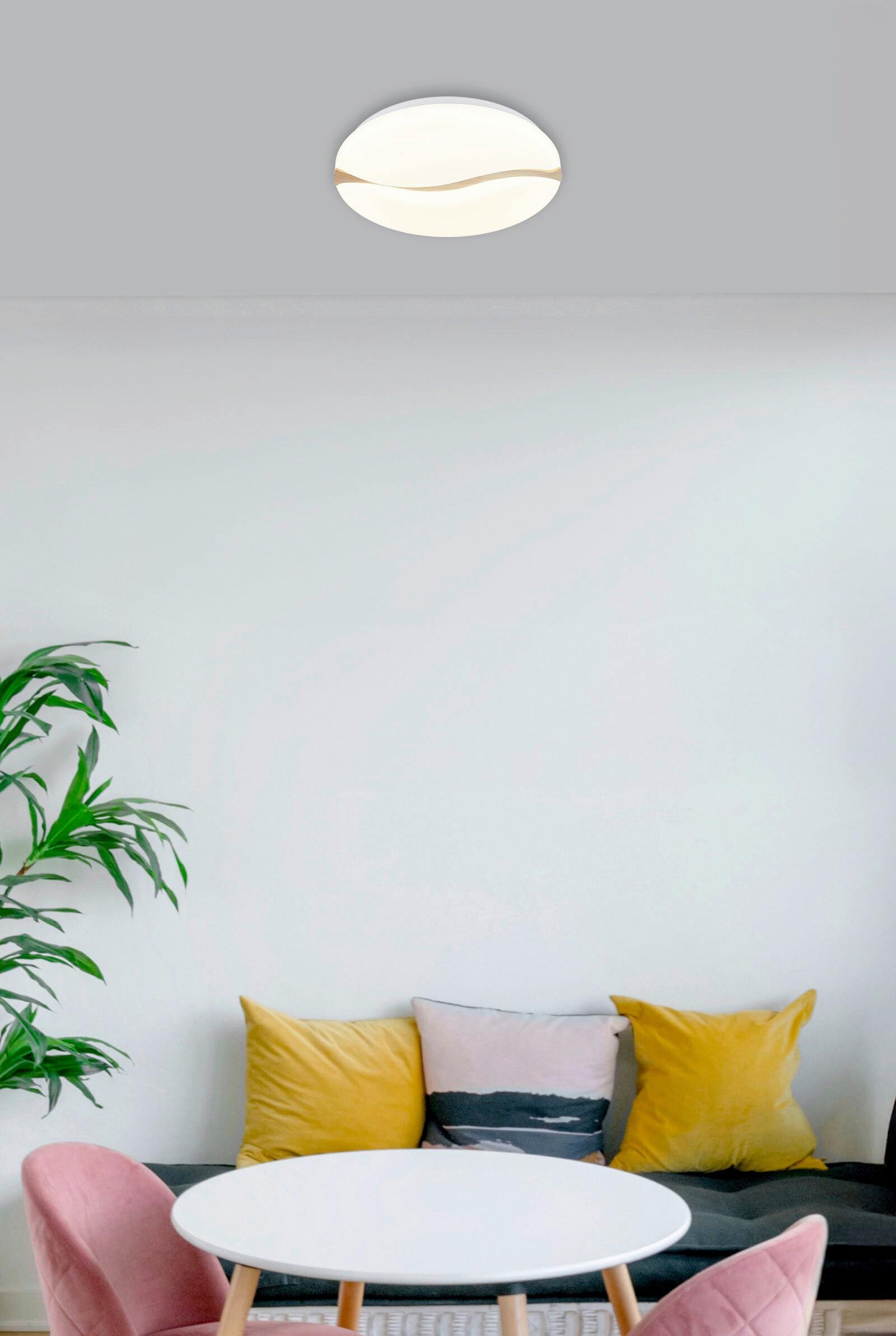 LED-DECKENLEUCHTE 41790-18 LETICIA - Weiss/Braun, Basics, Holz/Kunststoff (33/7cm) - Globo