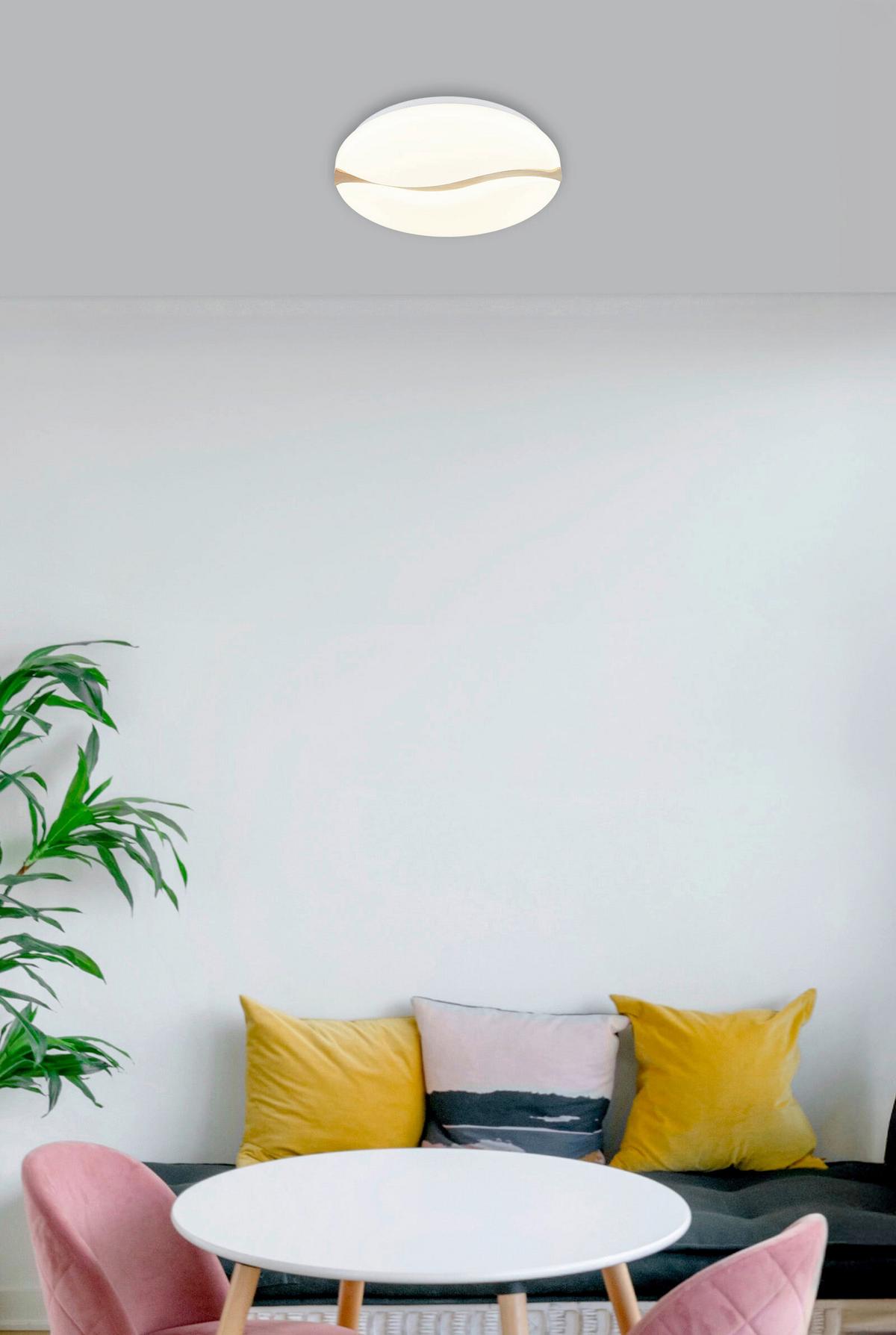 LED-DECKENLEUCHTE 41790-18 LETICIA - Weiss/Braun, Basics, Holz/Kunststoff (33/7cm) - Globo