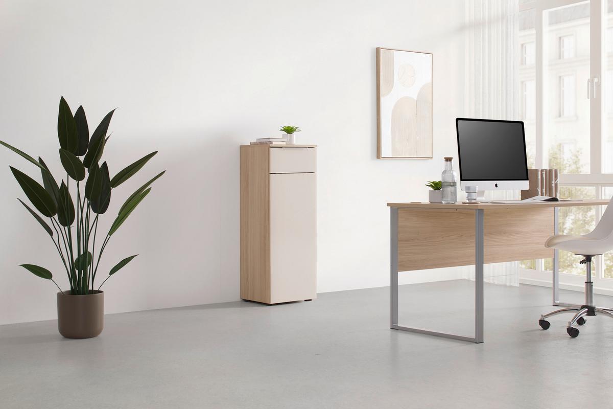 Schranksystem Siena Kaschmir/Eichefarben - Kaschmir/Chromfarben, MODERN, Holzwerkstoff/Metall (40/110/38cm) - Mömax