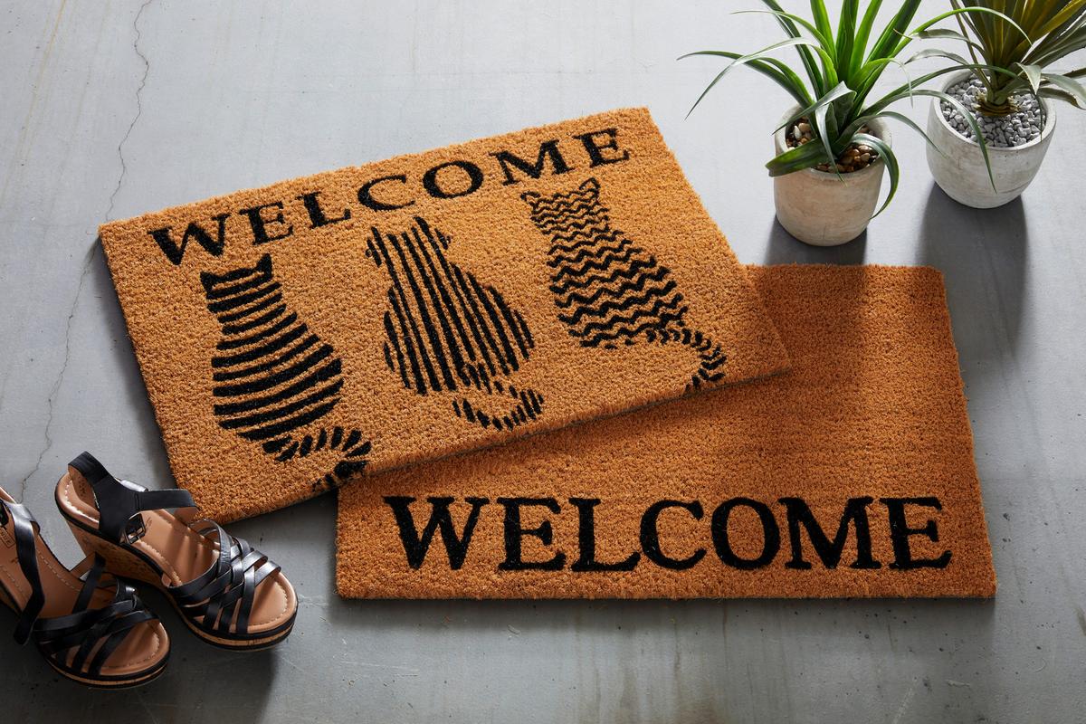Fußmatte Welcome Cats in Braun ca.40x60cm - Braun, Basics, Textil (40/60cm) - Mömax