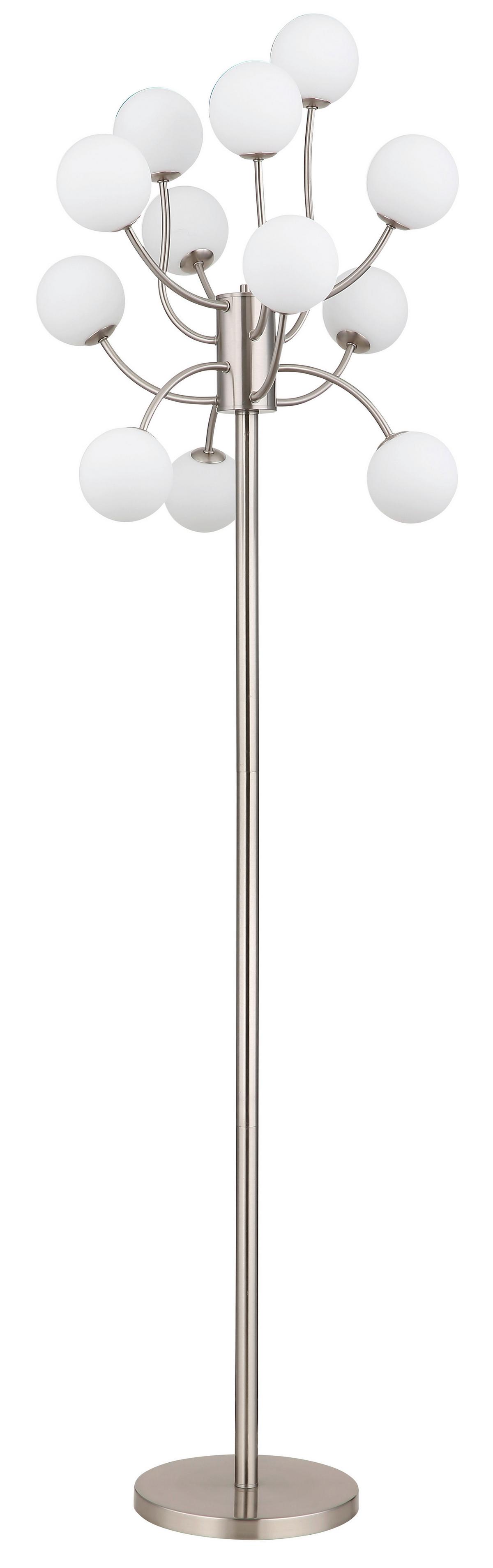 Led Podna Svjetiljka Riha - bijela/boje nikla, Konvencionalno, staklo/metal (62/200cm) - Globo