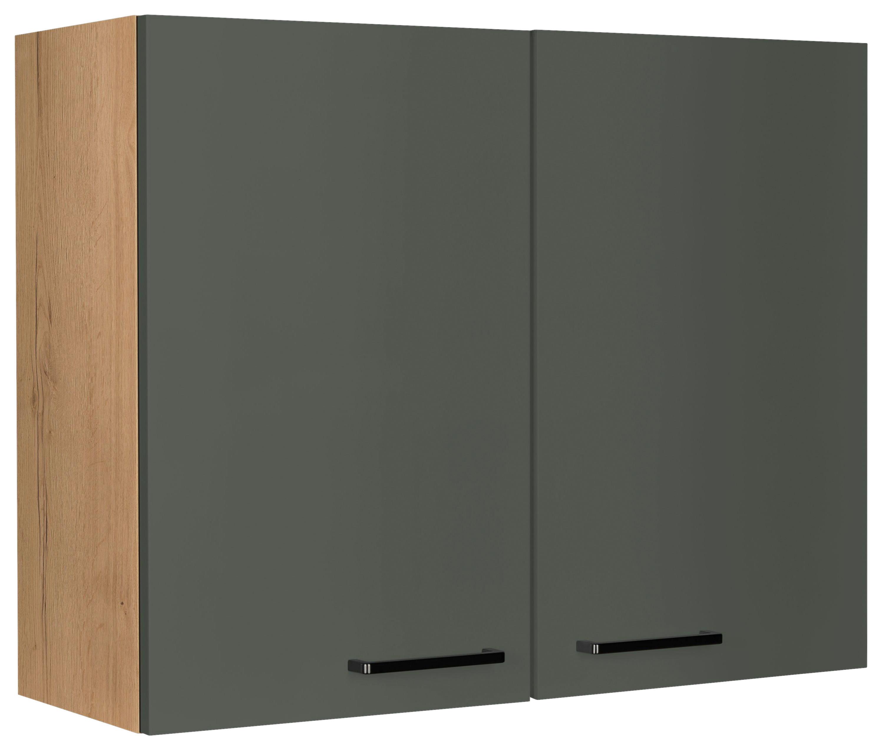 Küchenoberschrank Easytouch Grün - Eichefarben/Schwarz, MODERN, Holzwerkstoff/Metall (90/72/35cm) - Nobilia