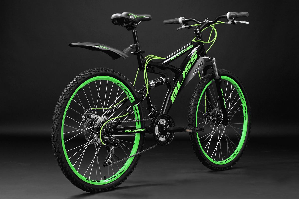 Mountainbike Fully 26" Bliss Grün RH 47cm - Schwarz/Grün, Basics, Metall - Atrigo
