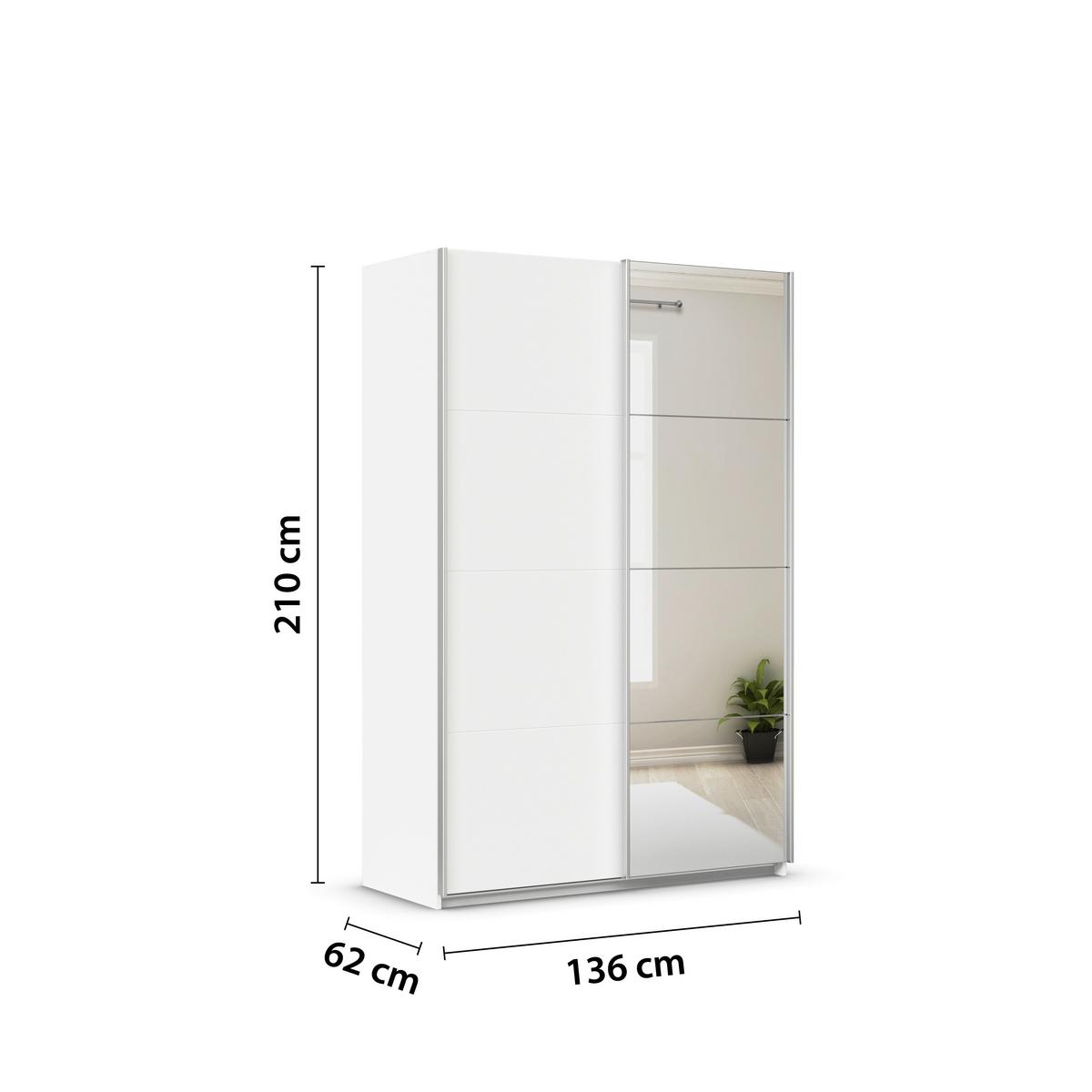 DULAP USI CULISANTE FELDKIRCH - argintiu/alb, Modern, material pe bază de lemn (136/210/62cm)
