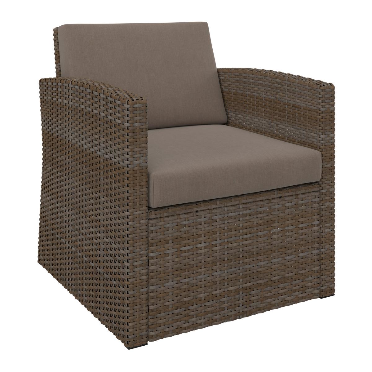 Loungegarnitur Seline Braun Polywood - Hellbraun/Beige, Natur, Kunststoff/Textil (130/76,5/71,5cm) - Mömax
