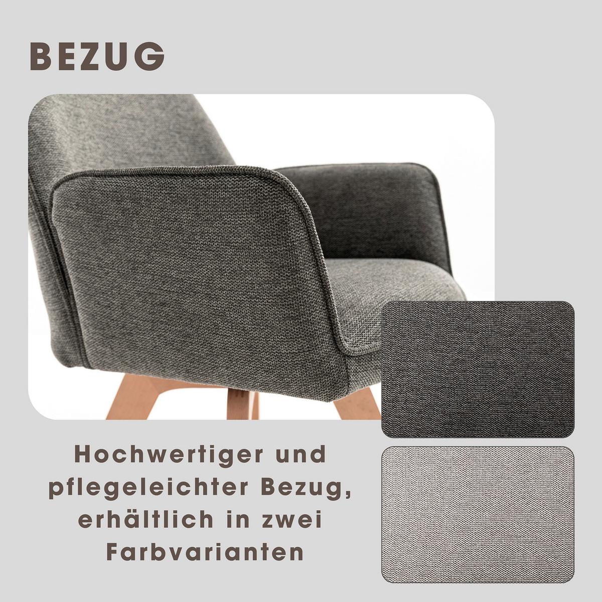 STUHL-SET TONY - Anthrazit/Buchefarben, MODERN, Holz/Textil (57/89/61cm) - MID.YOU
