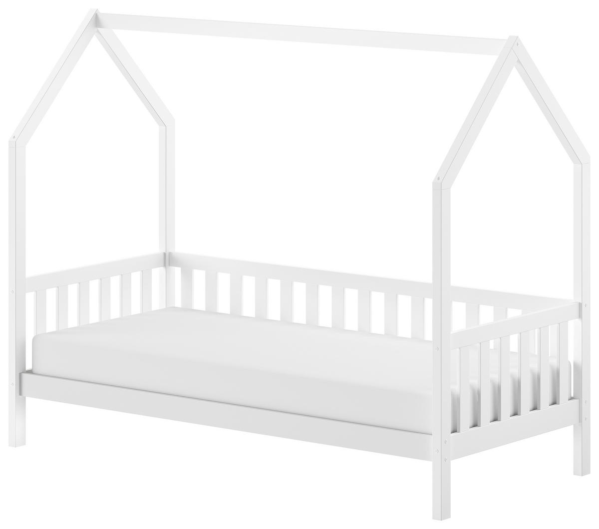 Hausbett Cabane Weiß ca. 90x200 cm Echtholz - Naturfarben/Weiß, Natur, Holz (90/200cm) - Vipack