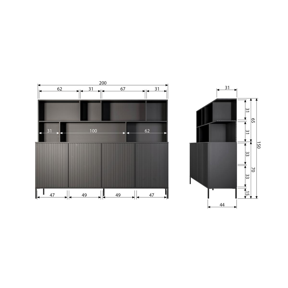 Aufsatzschrank Gravure Beige B: 200 cm - Beige, Design, Holz (200/65/30cm) - Livetastic