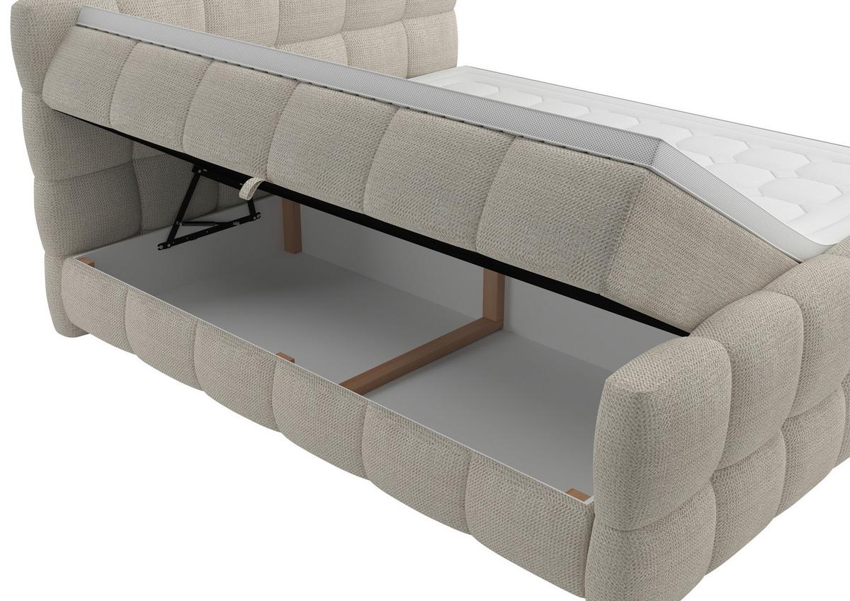 Boxspring Krevet Brisbane - crna/krem, Trend, drvni materijal/drvo (120/220cm) - Premium Living
