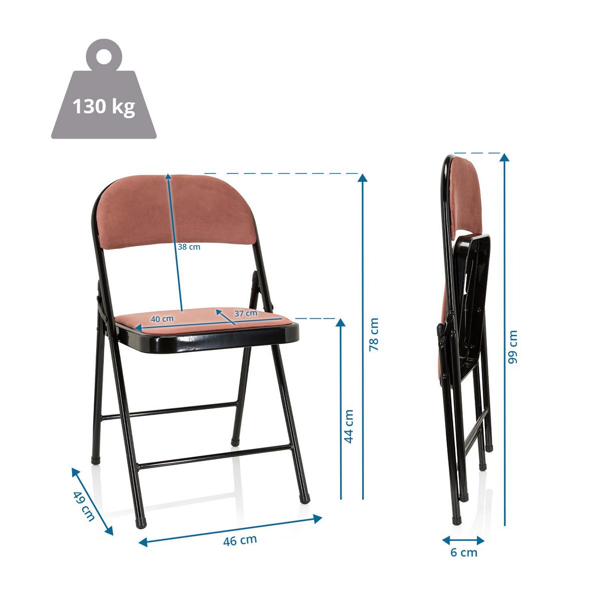Zložljiv Stol Tudela I, Roza - roza/črna, Basics, kovina/tekstil (44/80/49cm) - MID.YOU
