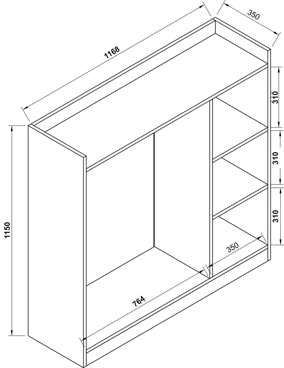KLEIDERSCHRANK PALOSA M - Anthrazit, Design, Holzwerkstoff (124/120/35cm) - MID.YOU