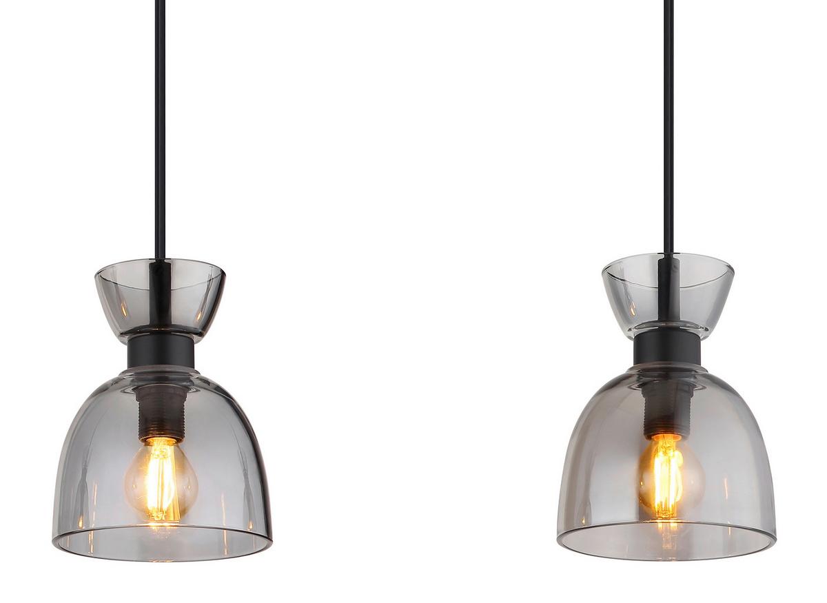 HÄNGELEUCHTE 15769S-3 MASSEY - Schwarz/Grau, Design, Glas/Kunststoff (65/13/120cm) - Globo