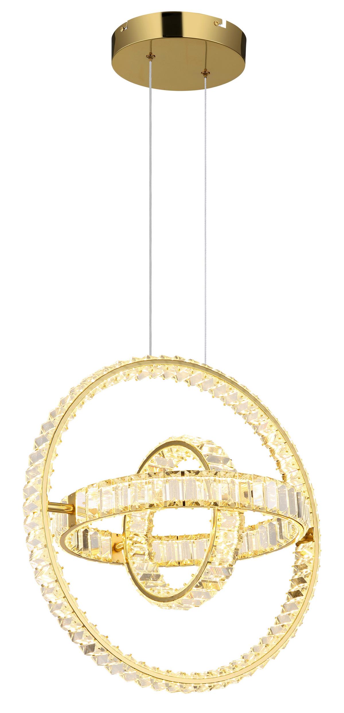 LED-HÄNGELEUCHTE 67339-115G NEIL - Klar/Goldfarben, Design, Glas/Metall (50/40/120cm) - Globo