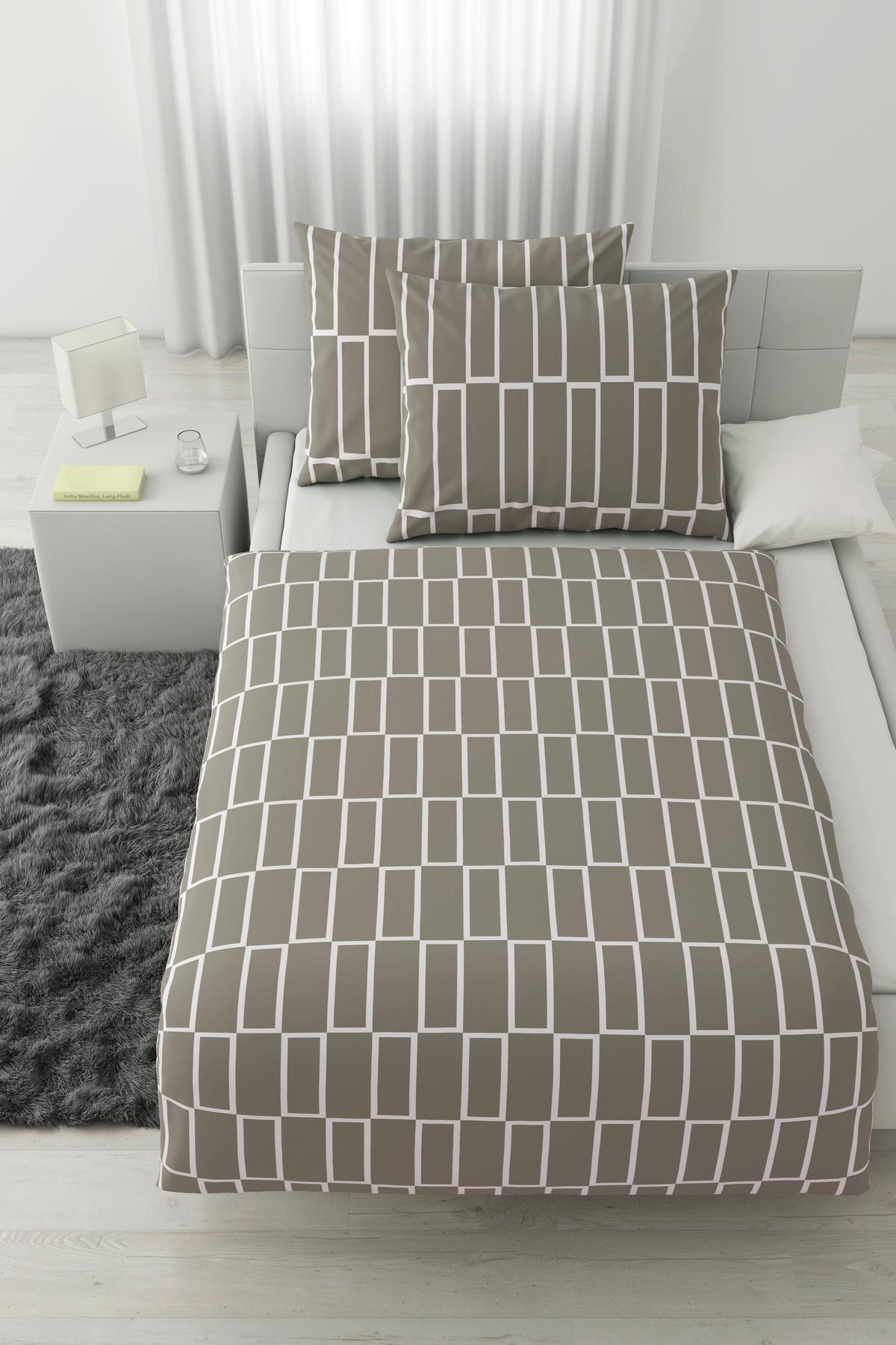 Posteljnina Brigg, Več Barv, 2x60/80, 200/200 - rjavosiva/črna, tekstil (200/200cm) - Modern Living