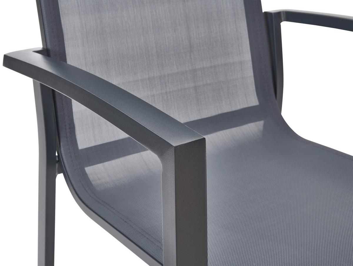 Gartenstuhl Anzio In Schwarz/dunkelgrau - Dunkelgrau/Schwarz, Modern, Textil/Metall (57/87,5/63,5cm) - Mömax