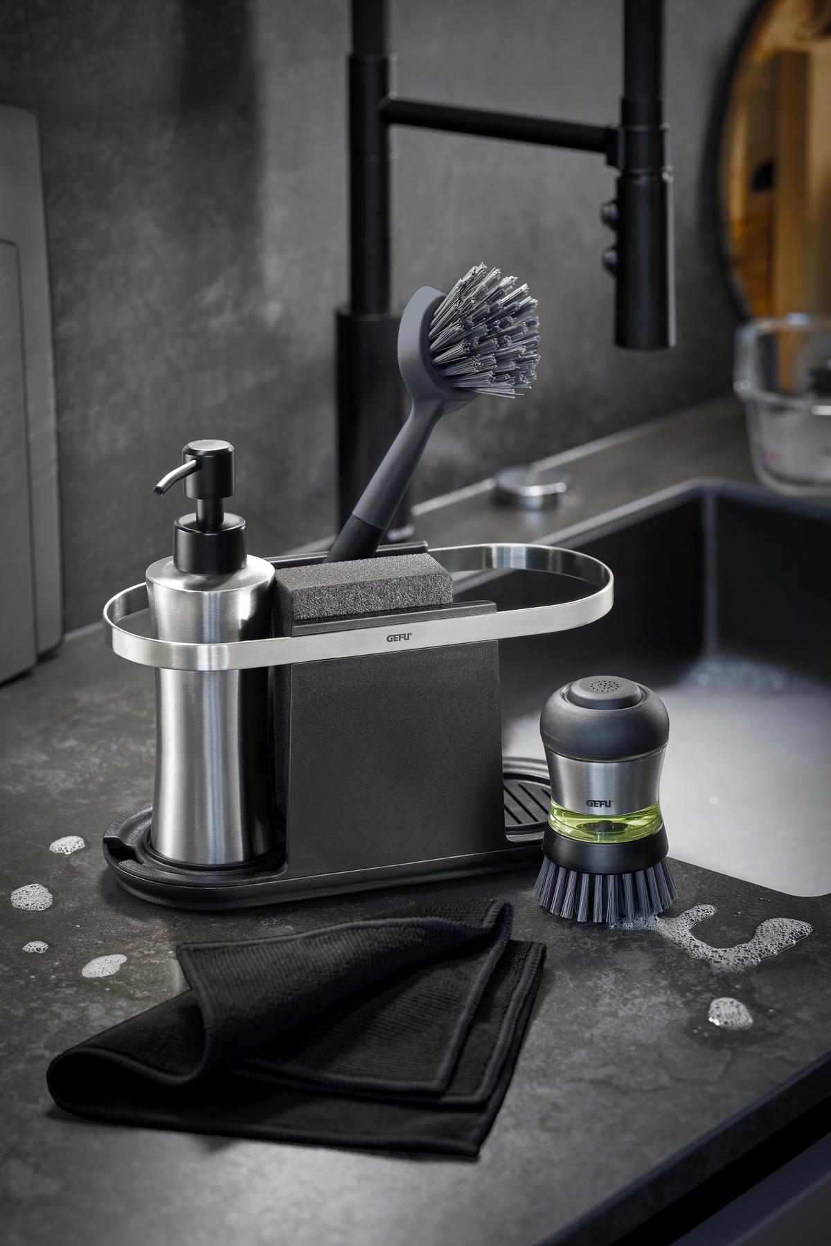 ORGANIZER DO ZLEWOZMYWAKA 29254 - kolor srebrny/czarny, Design, tworzywo sztuczne/metal (10/13/24cm) - Gefu