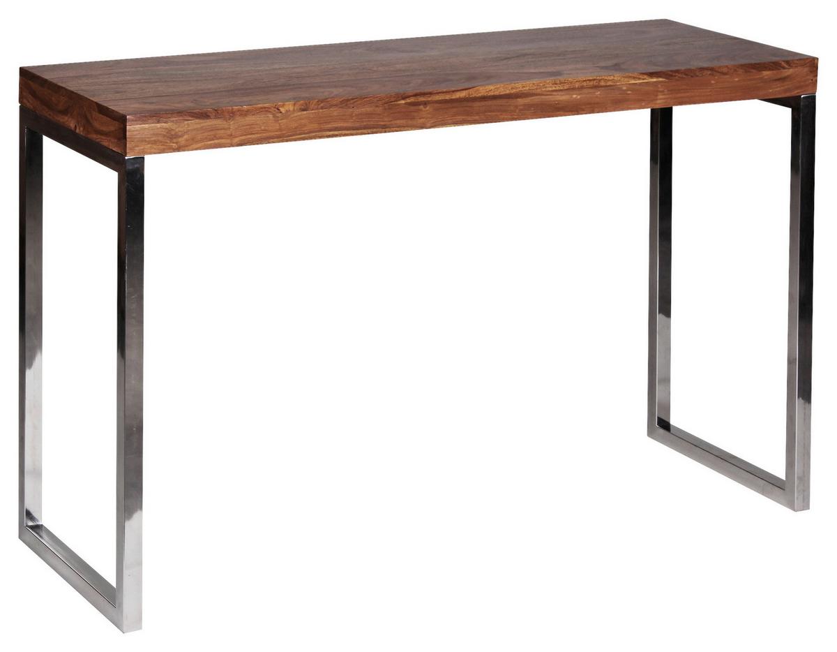Konsolentisch "Guna" ca. 120x46 cm, aus Sheesham - Chromfarben/Sheeshamfarben, MODERN, Holz/Metall (120/45/76cm) - MID.YOU