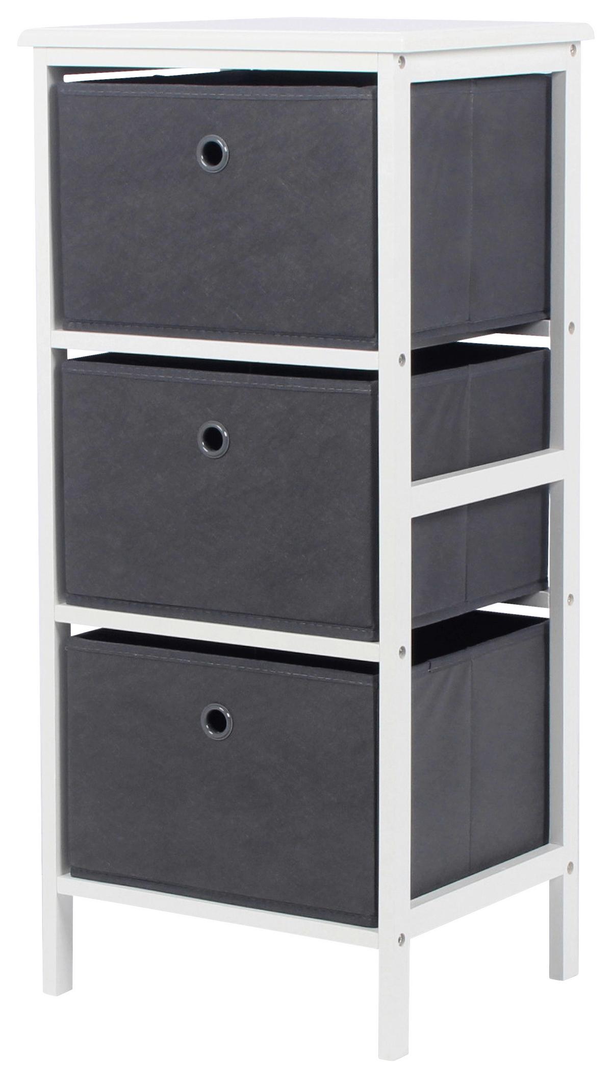 Regal Oliver 2, Bela, Siva, 3 Škatle - siva/bela, Moderno, papir/umetna masa (37/80/30cm)
