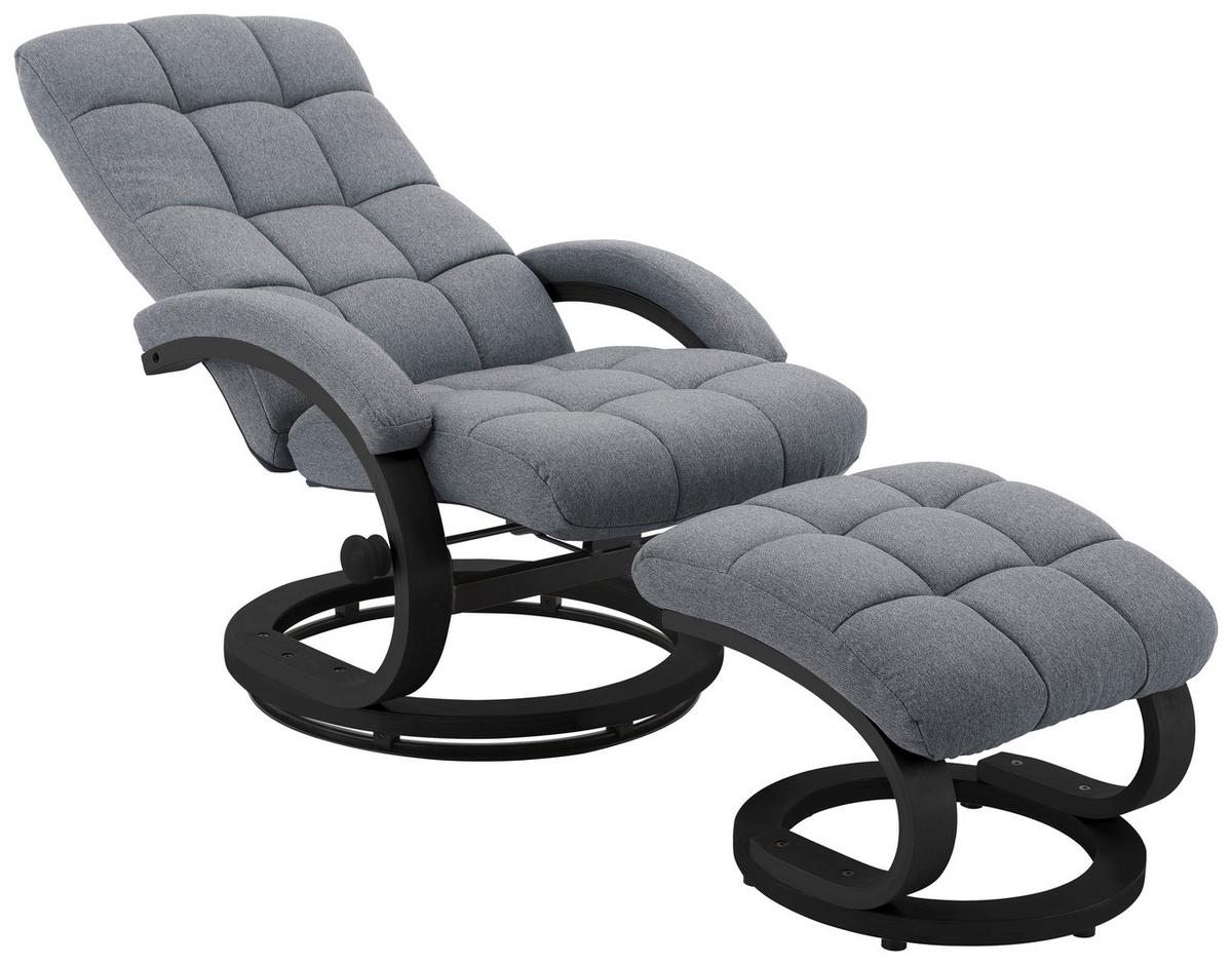 ZESTAW FOTELI RELAKSACYJNYCH DAMIAN - czarny/szary, Modern, metal/tkanina (67/78/94cm) - MID.YOU