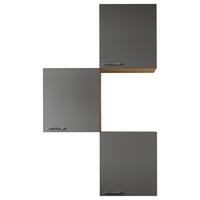 Set Kuhinjskih Zgornjih Omaric Merle, 3 Kos - srebrne barve/siva, Basics, kovina/leseni material (100/168,3/34,6cm) - Respekta