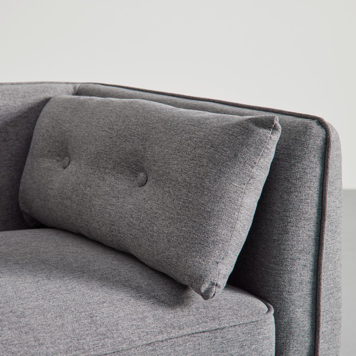 Sofa Fanny Dunkelgrau Leinenoptik mit Hocker - Dunkelgrau/Naturfarben, MODERN, Holz/Textil (154/55/73cm) - Bessagi Home