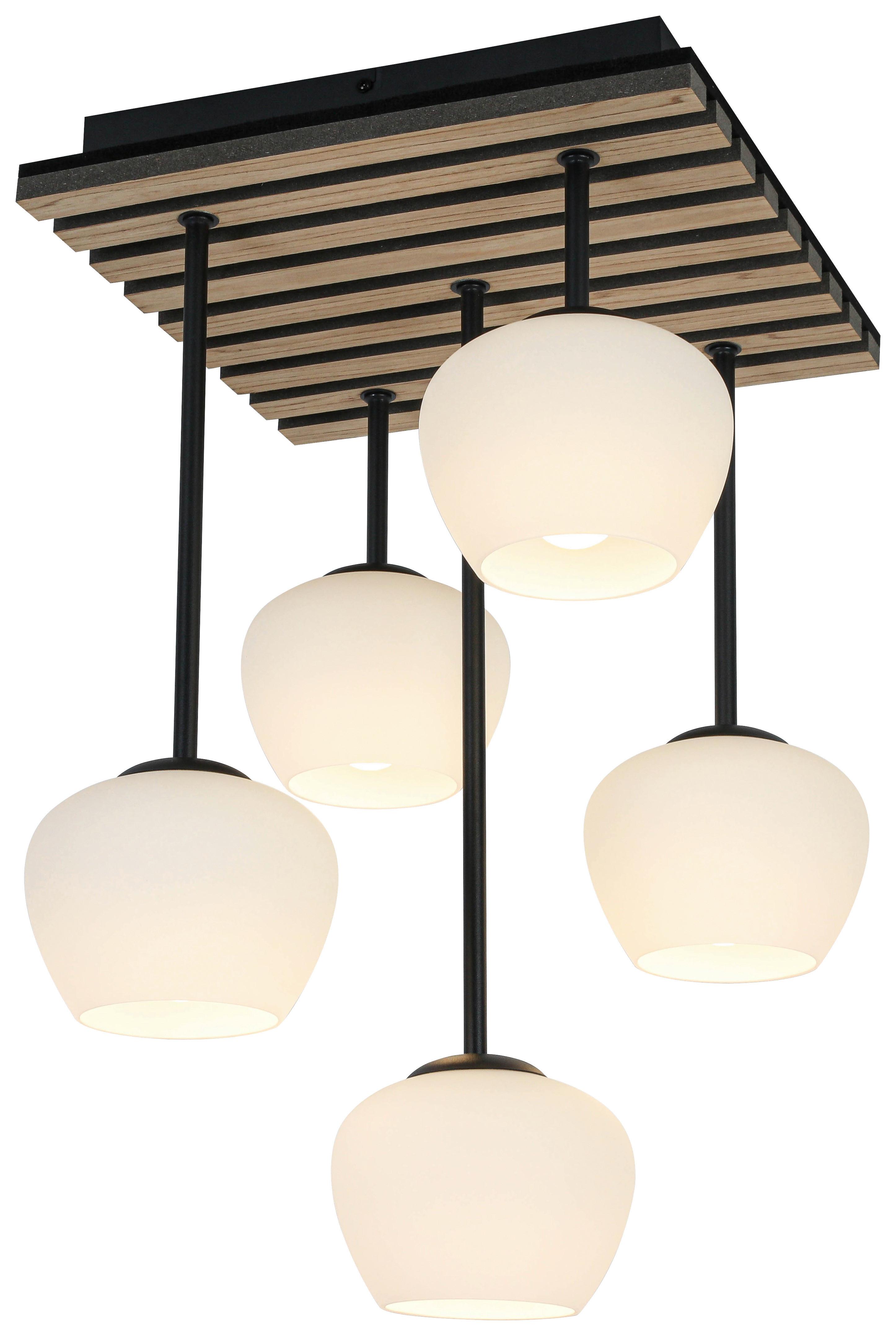 LAMPA WISZĄCA TAIRA - kolor dębowy/czarny, Trend, materiał drewnopochodny/metal (38/39/59cm) - Collett's Monde