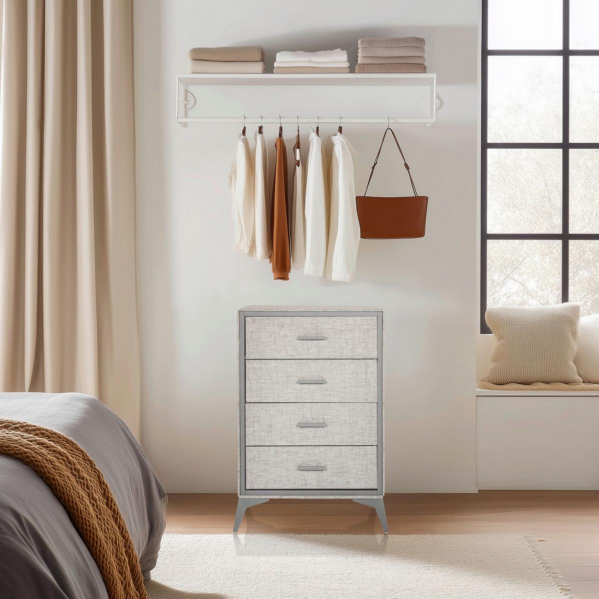 Komoda Skuffy, Siva - siva, Moderno, kovina/tekstil (60/90/35,5cm) - MID.YOU