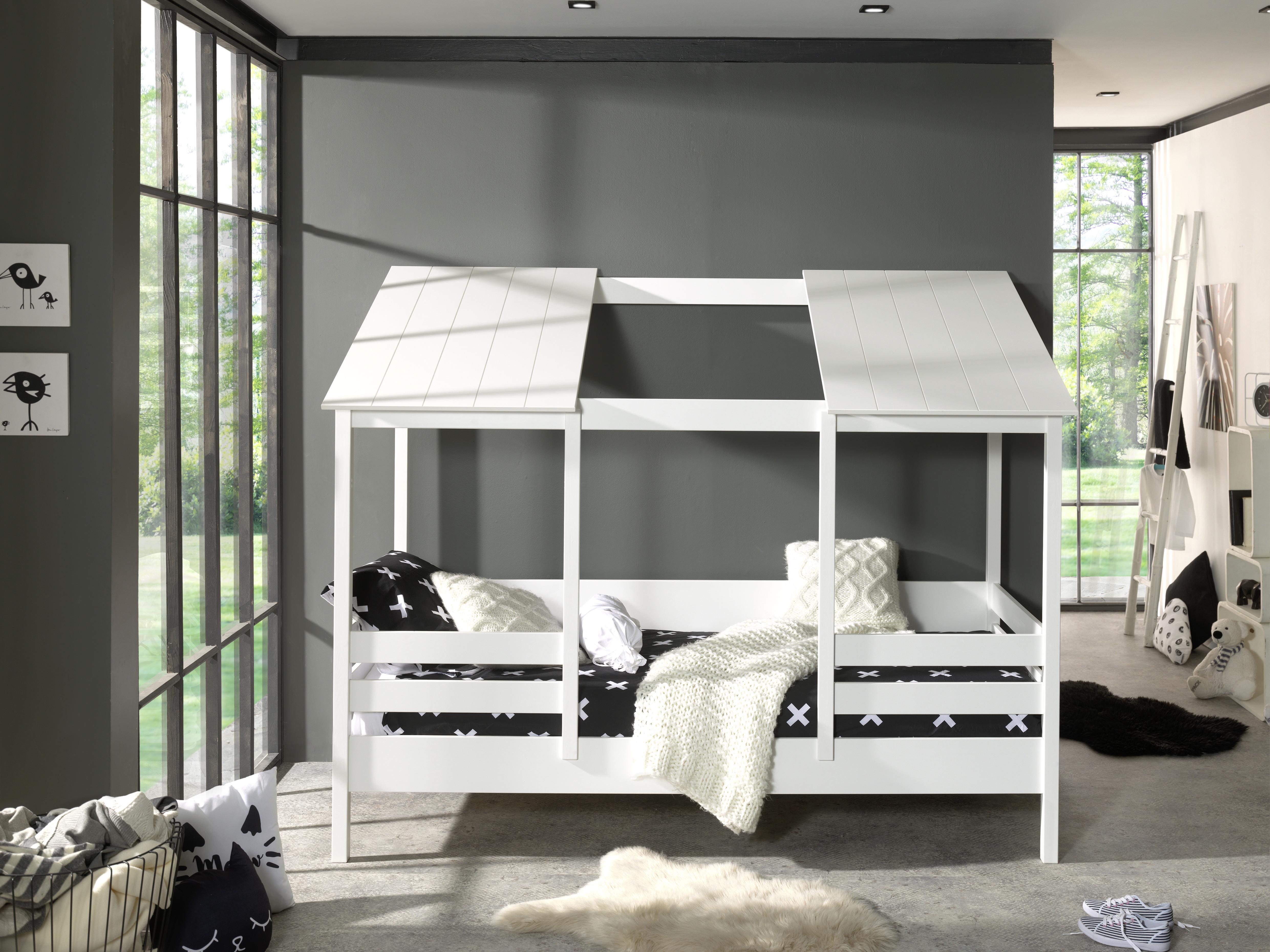 Hausbett ca. 90x200 cm Weiß - Weiß, KONVENTIONELL, Holzwerkstoff (90/200cm) - MID.YOU