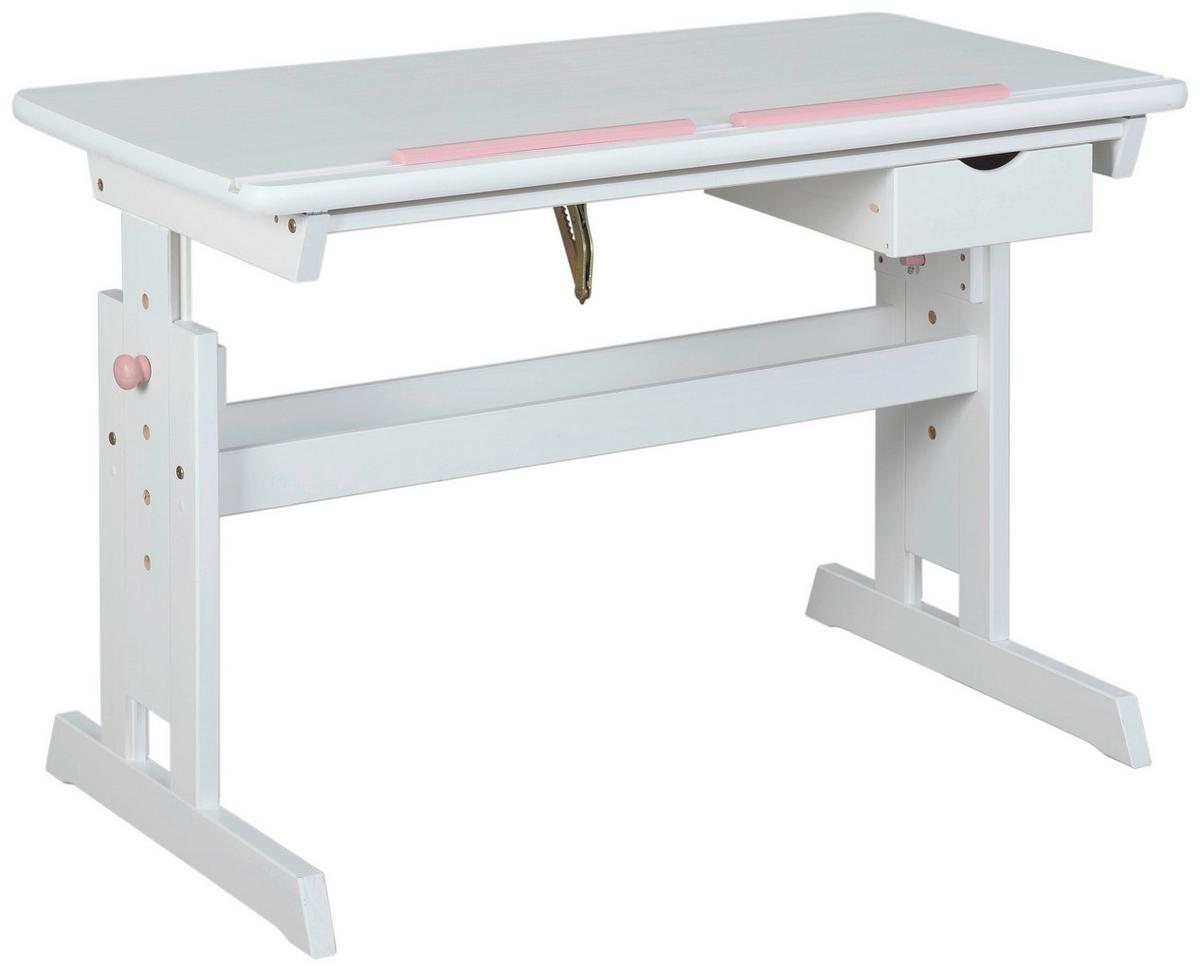 Jugendschreibtisch Baru Weiß/Rosa/Blau - Blau/Rosa, Basics, Holz/Holzwerkstoff (109/55/63-96cm) - MID.YOU