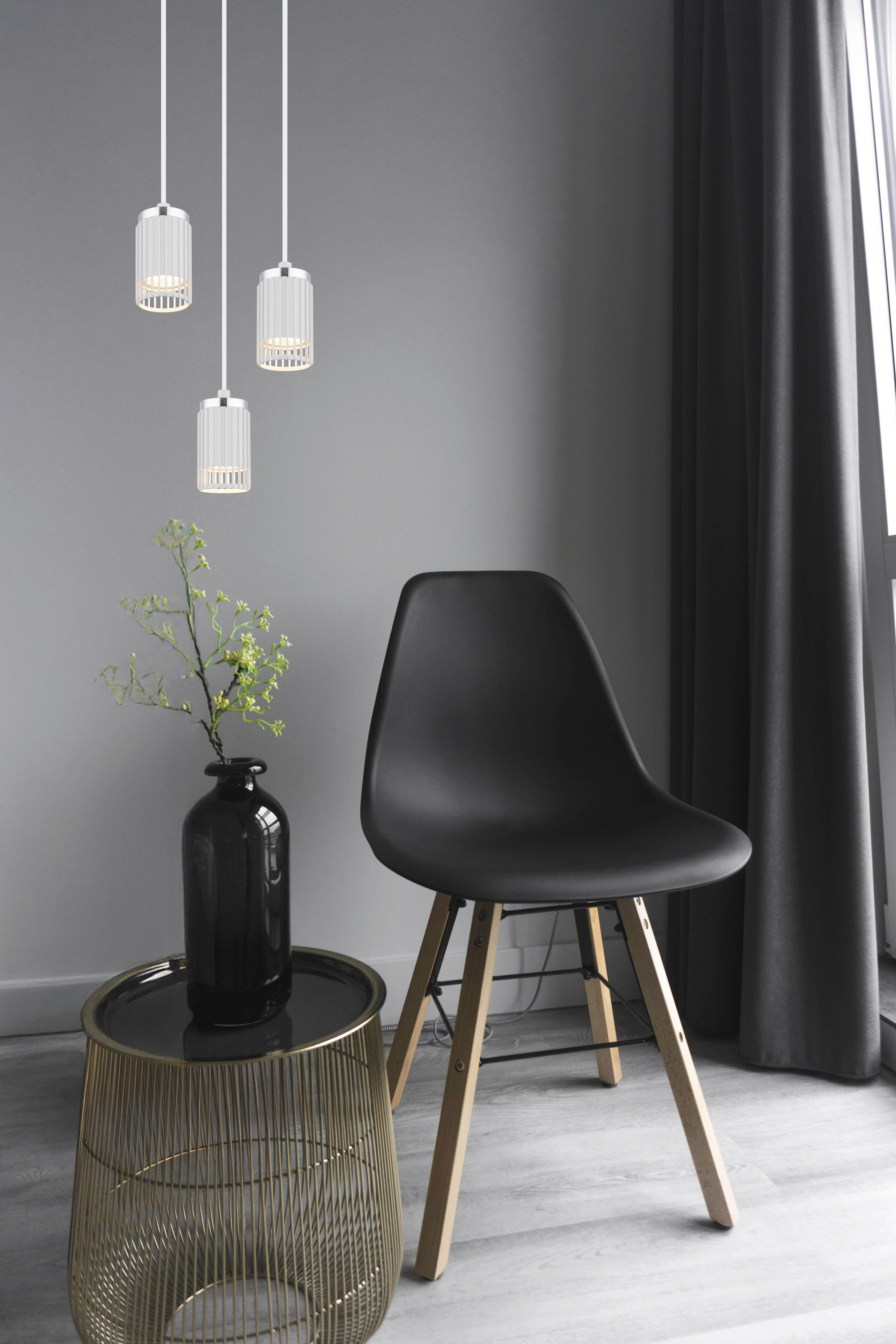 HÄNGELEUCHTE 57906-3HW KORBEN - Chromfarben/Weiss, Design, Kunststoff/Metall (21/115,5cm) - Globo