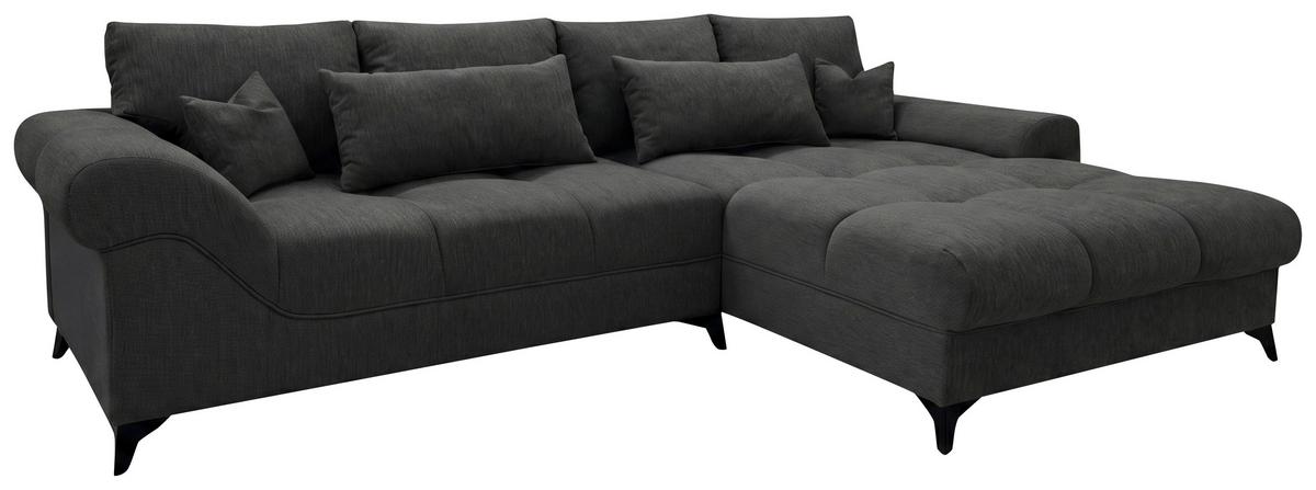 Ecksofa Noah Graphitfarben - Graphitfarben/Schwarz, MODERN, Holzwerkstoff/Kunststoff (295/195cm) - Based