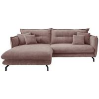 Wohnlandschaft Lava Rosa Cord - Schwarz/Rosa, MODERN, Textil/Metall (180/255cm) - Livetastic