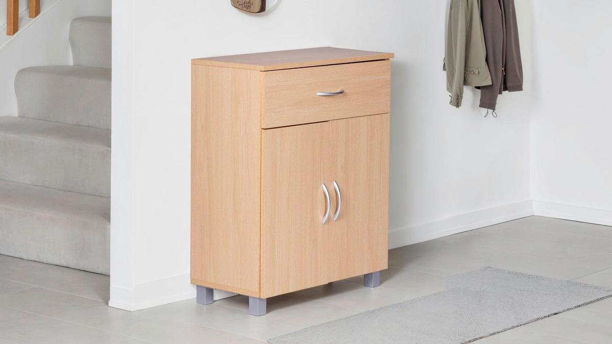 SCHUHSCHRANK SCHUHSCHRANK BUCHE OPTIK - Buchefarben/Grau, Design, Holzwerkstoff/Kunststoff (60/75/30cm) - MID.YOU