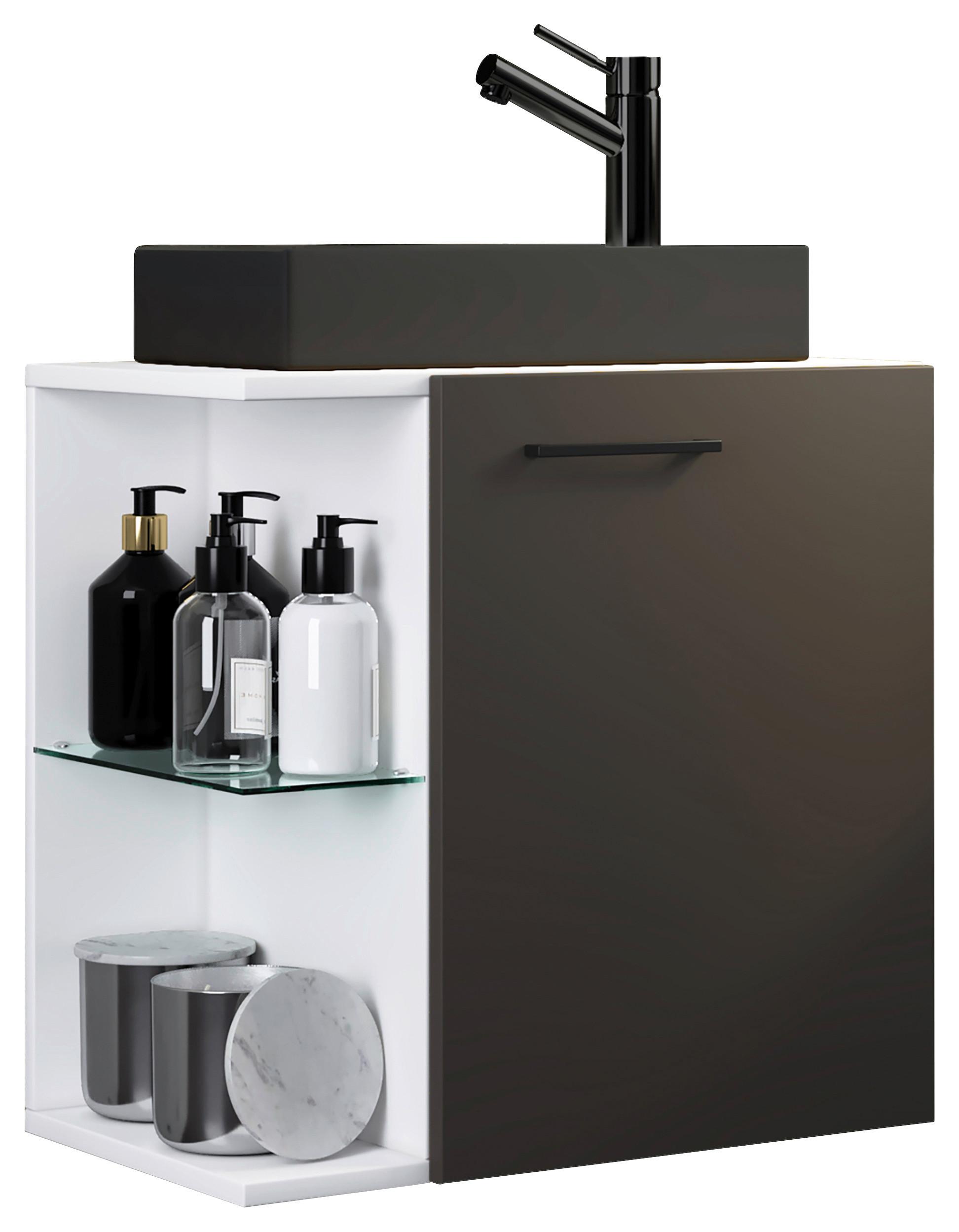 Kombiniran Umivalnik Hausa, Antracit - črna/bela, Moderno, umetna masa/steklo (52cm) - MID.YOU