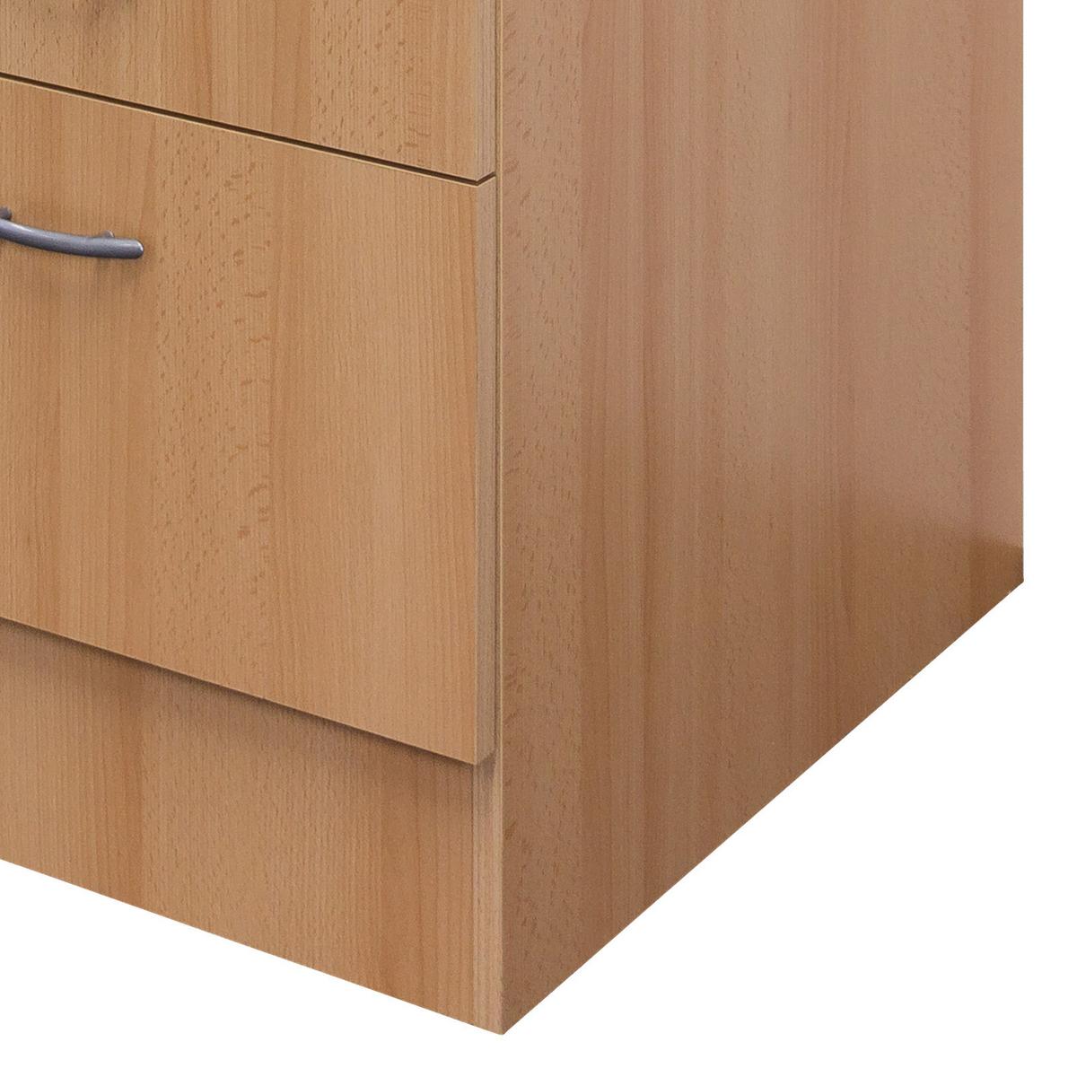 Küchenunterschrank "Nano" , Buche - Edelstahlfarben/Beige, Holzwerkstoff/Kunststoff (50/85/60cm) - FlexWell