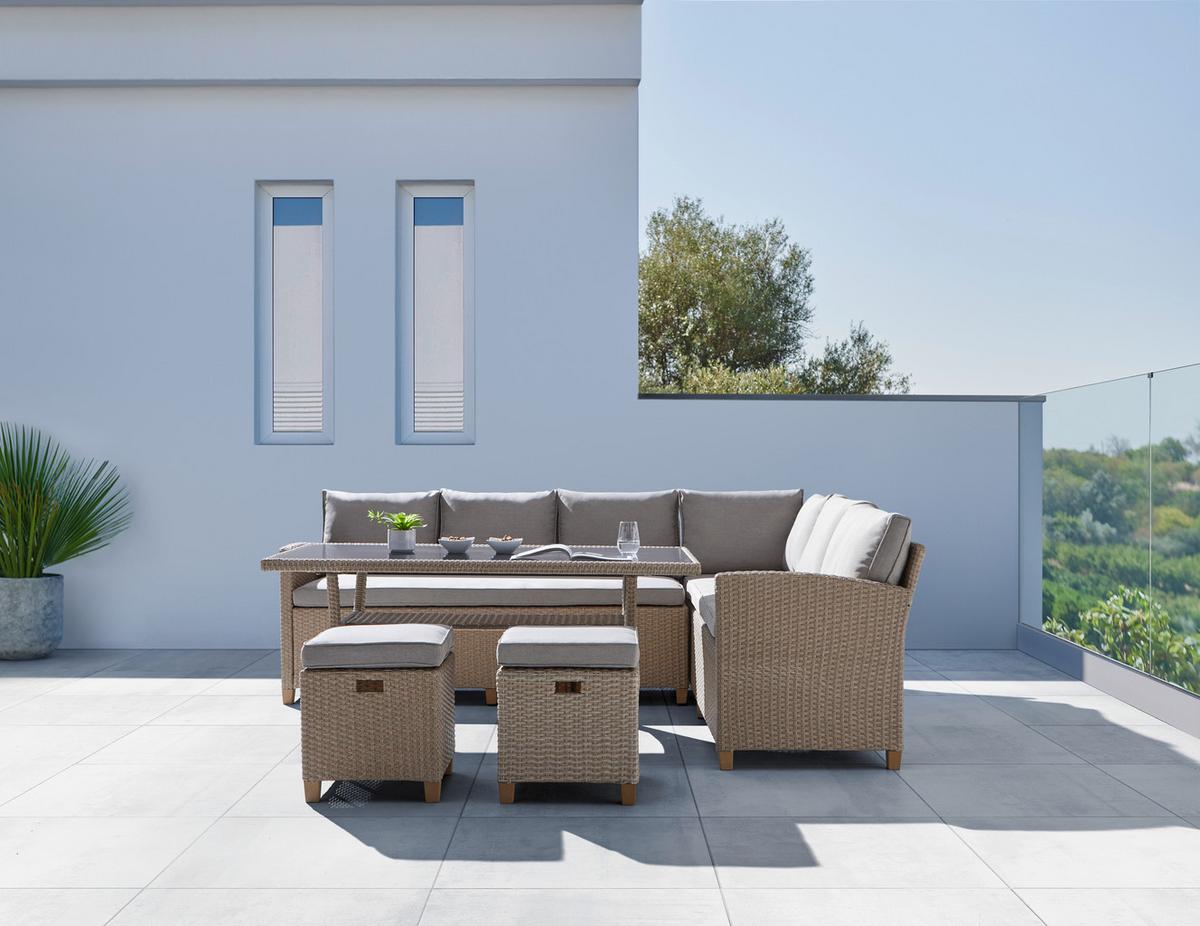 Loungegarnitur Liow 2 in Beige - Beige/Braun, Glas/Kunststoff (235/175cm) - Mömax