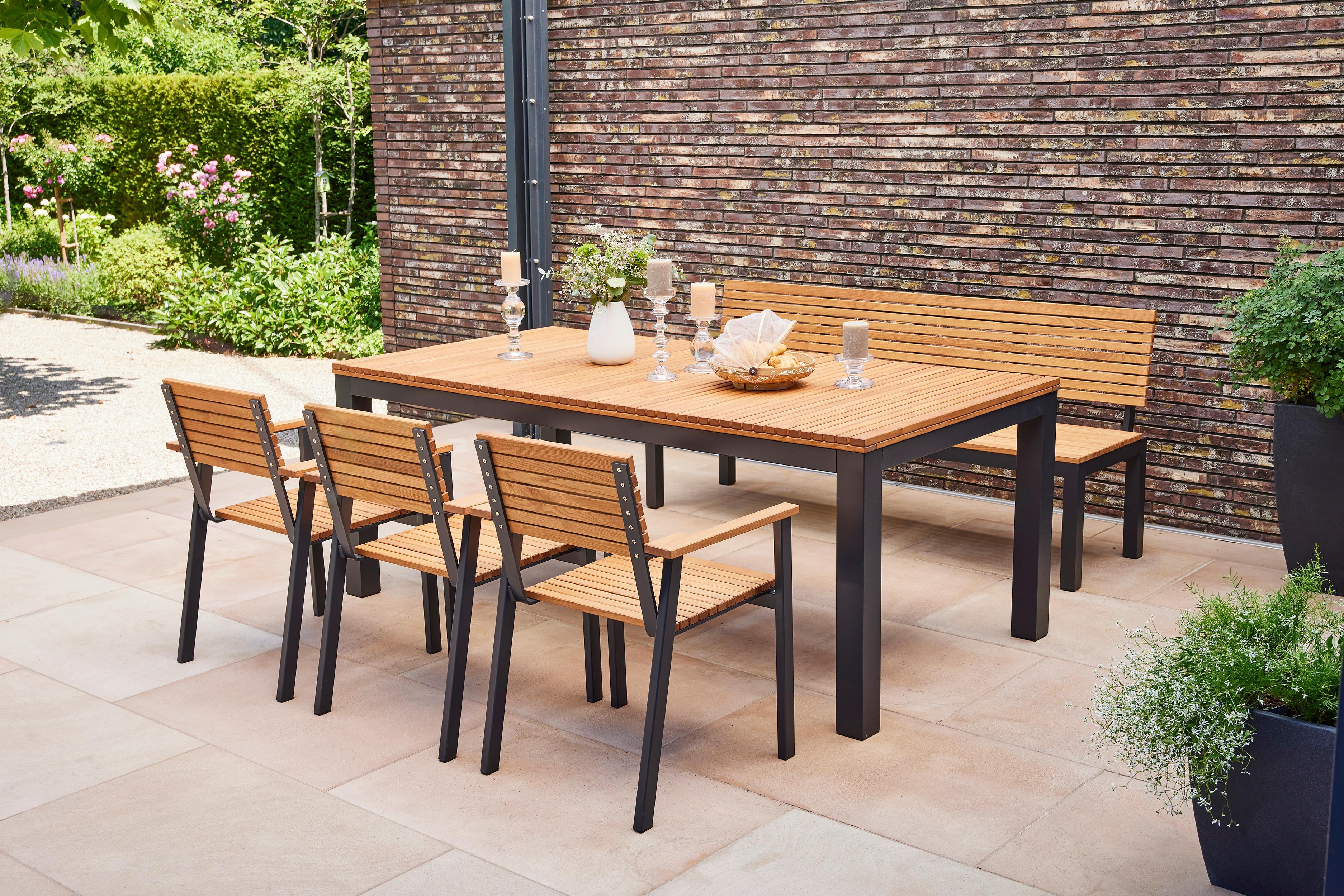 GARTENTISCH N86396 - Anthrazit/Robinienfarben, KONVENTIONELL, Holz/Metall (220/100/76cm) - Siena Garden