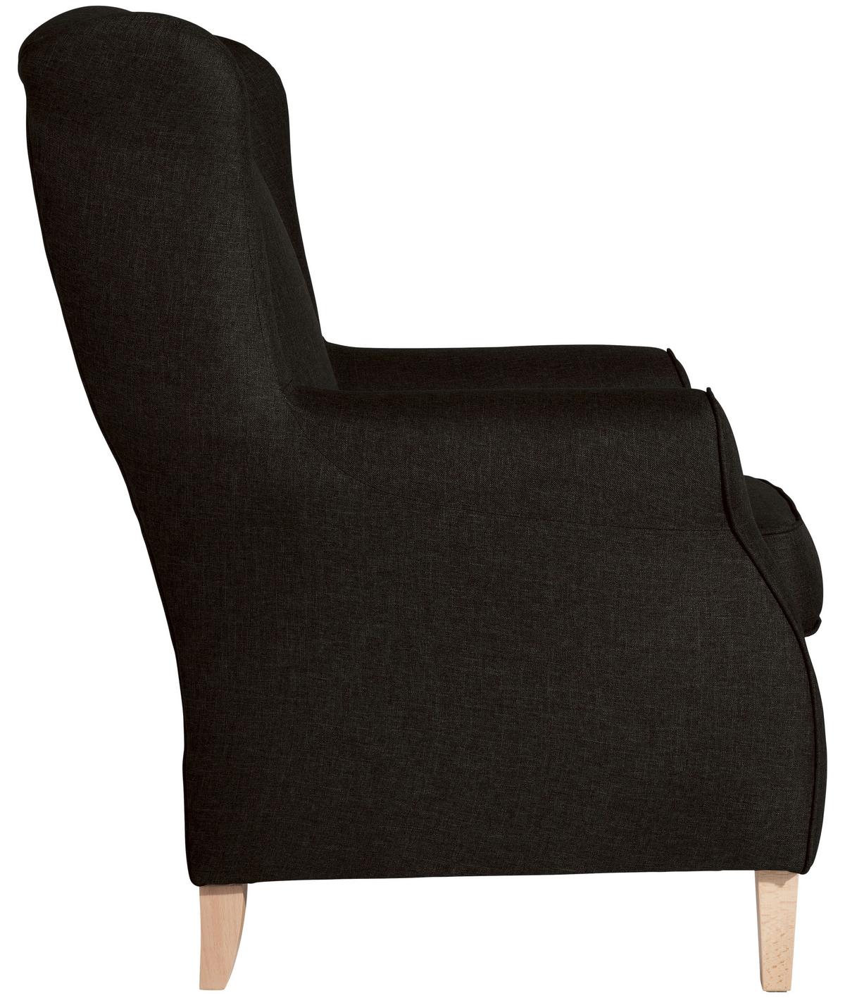 Ohrensessel Lorris Dunkelbraun Flachgewebe - Dunkelbraun/Buchefarben, Design, Holz/Textil (77/103/86cm) - Max Winzer