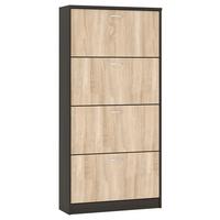 Billenős Cipősszekrény 4 Ajtós Gery - wenge/Sonoma tölgy, Konventionell, faalapú anyag (60/166/26,8cm)