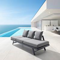 Relaxliege Ilva Blue Dunkelgrau Outdoorstoff/Metall - Dunkelgrau/Schwarz, MODERN, Textil/Metall (210/73/61cm) - Bessagi Garden