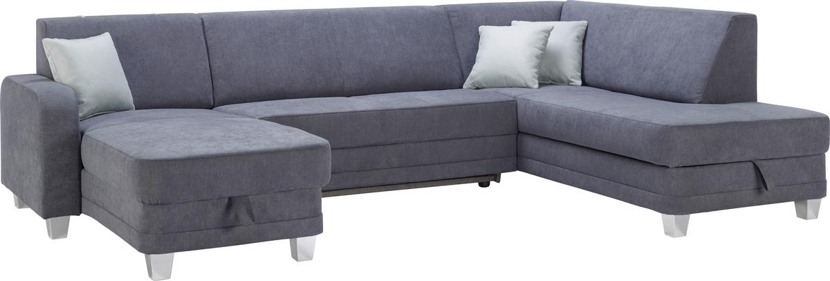 Wohnlandschaft Messina in Dunkelgrau - Chromfarben/Dunkelgrau, MODERN, Kunststoff/Textil (165/296/198cm) - Mömax