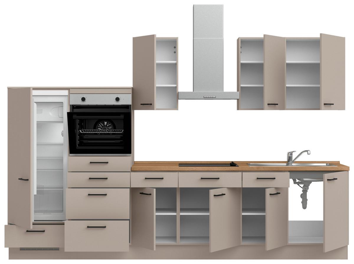 Küchenleerblock Easytouch Low o. Geräte Sandfarben - Sandfarben/Eichefarben, MODERN, Holzwerkstoff/Metall (330cm) - Nobilia